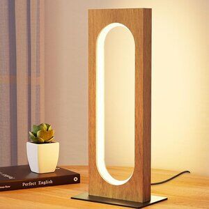 NEW LED Table Lamp, Wooden Bedside Lamp with 3 Color Temperatures.